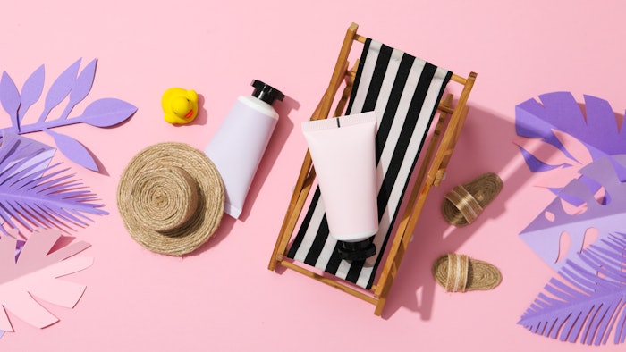 Concept of summer skin care accessories