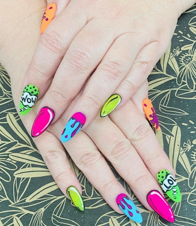 Cartoon pop nail art by @nc_nail_studio