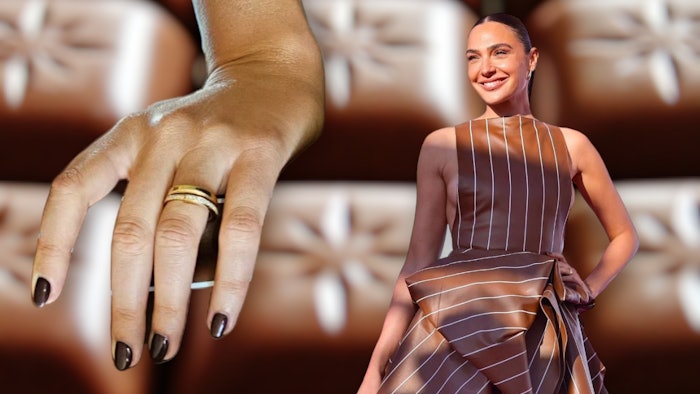 Nail artist Sarah Chue created Gal Gadot's chocolate milk manicure for the Barbie movie premiere.