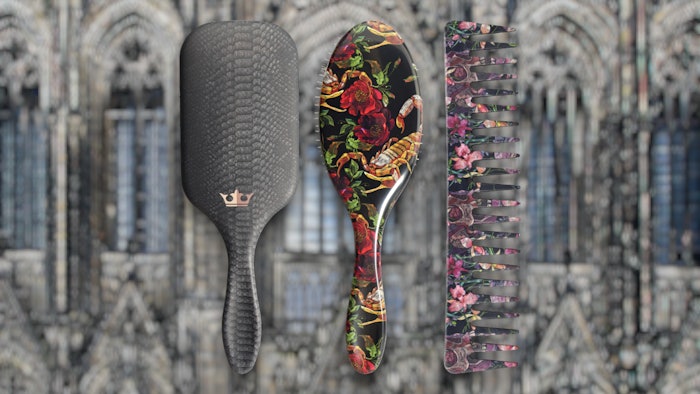 Just in time for fall, Denman has released a new brush line with snakeskin, scorpions and skulls.