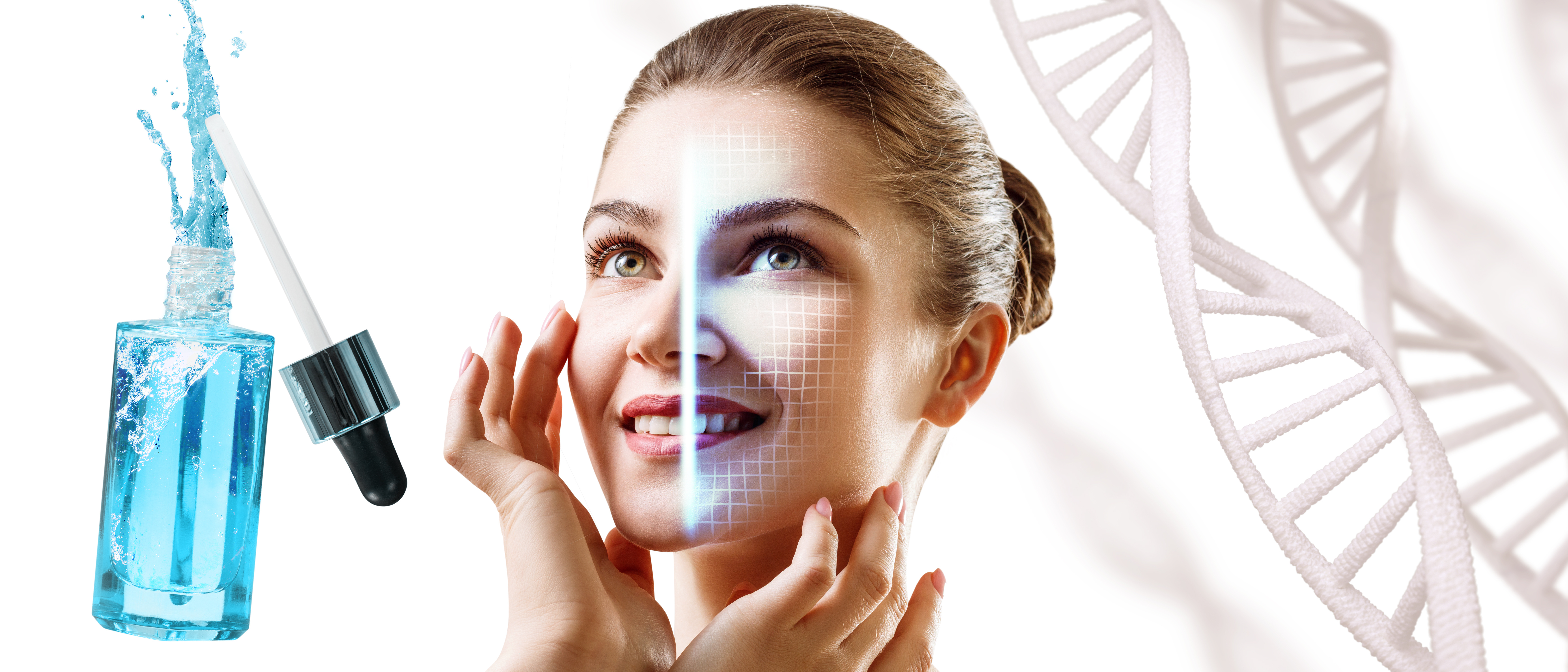 woman getting digital skin analysis for skin care routine