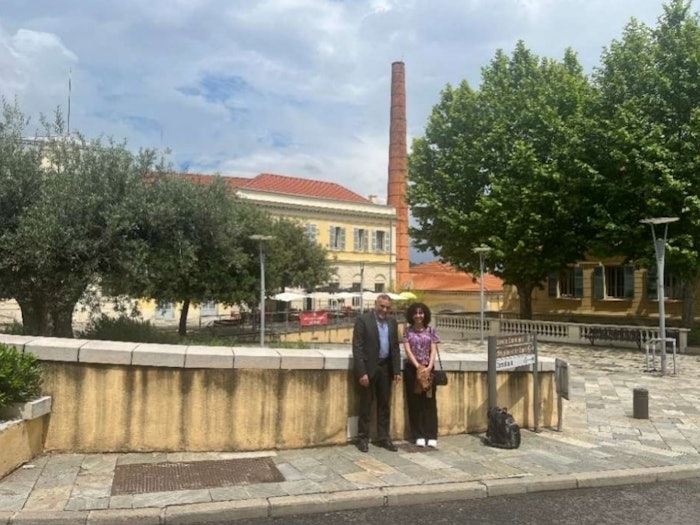 The new office is located in a restored historic perfume factory.