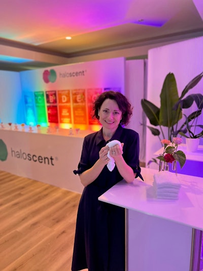 dsm-firmenich perfumer Sabine de Tscharner touring the Sensorium at the ACI Annual Convention 2024.