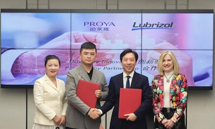 Lubrizol and Proya sign a memorandum of understanding (MOU) for strategic cooperation.