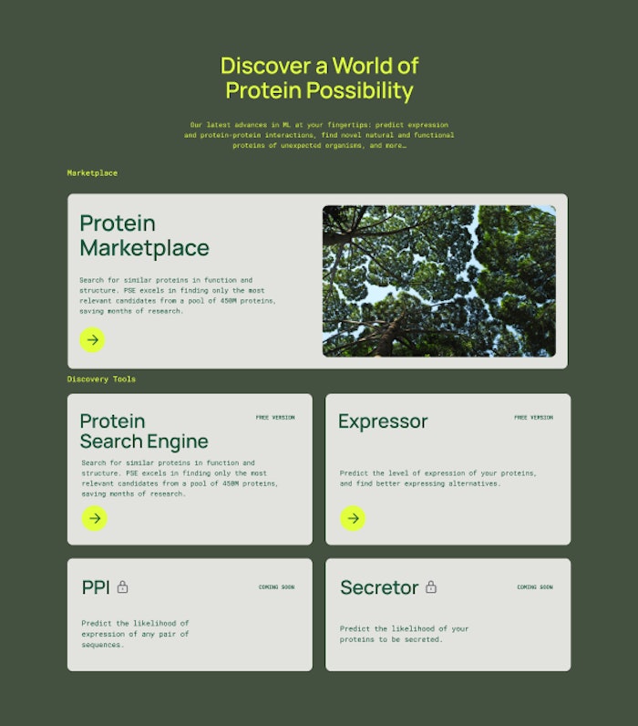 Using AI models, large datasets and automated biochemistry, users can connect the dots between natural protein sequences and novel applications.