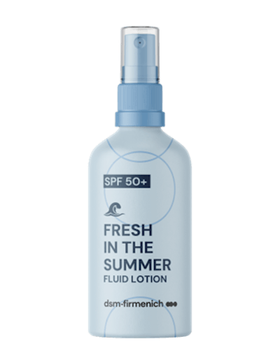 DSM-Firmenich’s Fresh Sun Lotion Cooling Effect Fluid Lotion 50+ featured cooling via a combination of its Seaside Oxygen Infusion fragrance and FreezeBlast technology.