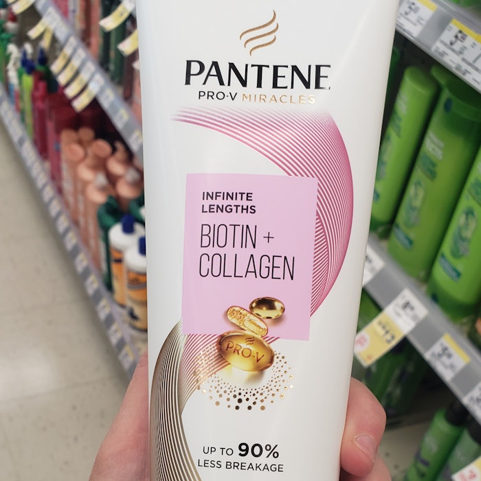 P&G's Pantene Pro-V Miracle Infinite Lengths Biotin + Collagen 1 Minute Miracle Conditioner label