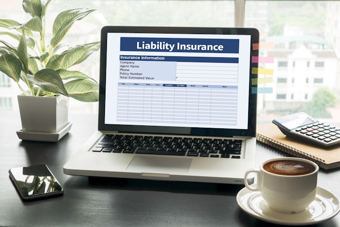 Form Document Liability Insurance Money Risk