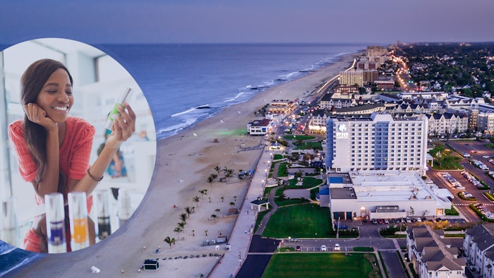 v2beauty-consumer-reading-labels-overlay-Long-Branch-NJ-shoreline-background