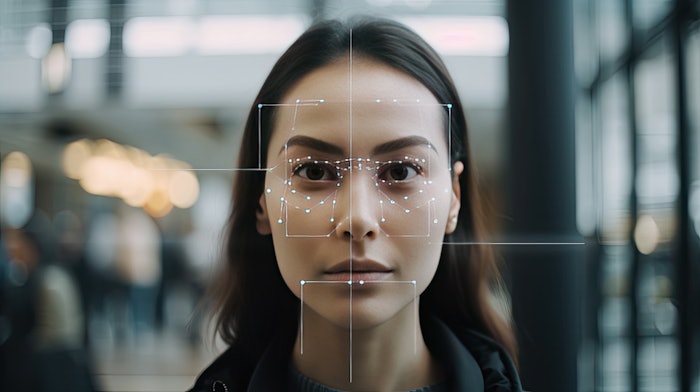 Woman with AI map on her face
