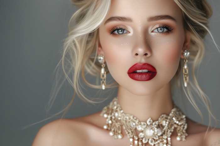 Woman with frosty eye makeup for the holidays