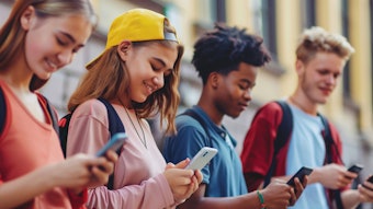 Group of young teens in school