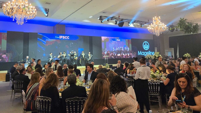The IFSCC 2024 Brazil Congress closed with a gala dinner and awards ceremony, sponsored by Mageline, featuring the official 'changing of the guard' to the incoming IFSCC president, Prof. Vania Leite, Ph.D., followed by poster and podium award presentations, live music, dancing and a caipirinha or two.