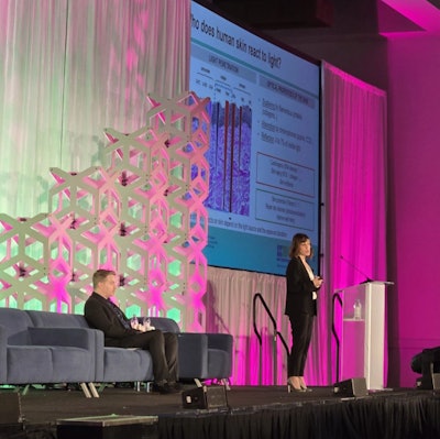 Joan Attia, Ph.D., of Lucas Meyer Cosmetics described 'smart pigments (SP);' i.e., a mixture of fluorochromes that can transform blue/visible light to higher wavelengths, protecting the skin and improving mental health.