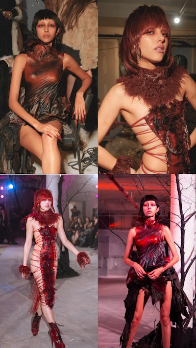 Collage of modern pixie mullet and flat ironed pixie hairstyles sported by models at NYFW