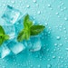 Mint Leaves Ice Cubes And Water Droplets On Blue Background Adobe Stock 626936666