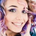 Beautiful Young Woman Fun Unicorn Hair Purple Blue Curly Feel Touch Soft