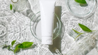 Green Leaves Lab Glassware Watery Waves White Tube Natural Cosmetic Concept Adobe Stock 528125939