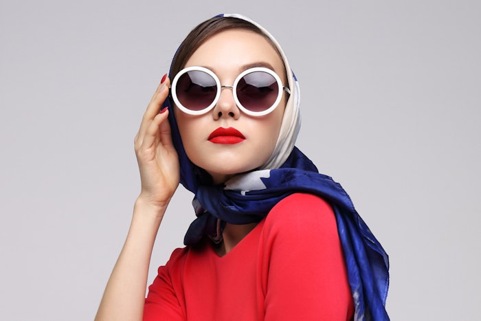 Fabulous Trendy Woman In Scarf And Sunglasses Adobe Stock 226743218