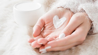 Two Hands Cream Heart Shaped Soft Clothing White Background Adobe Stock 187758243