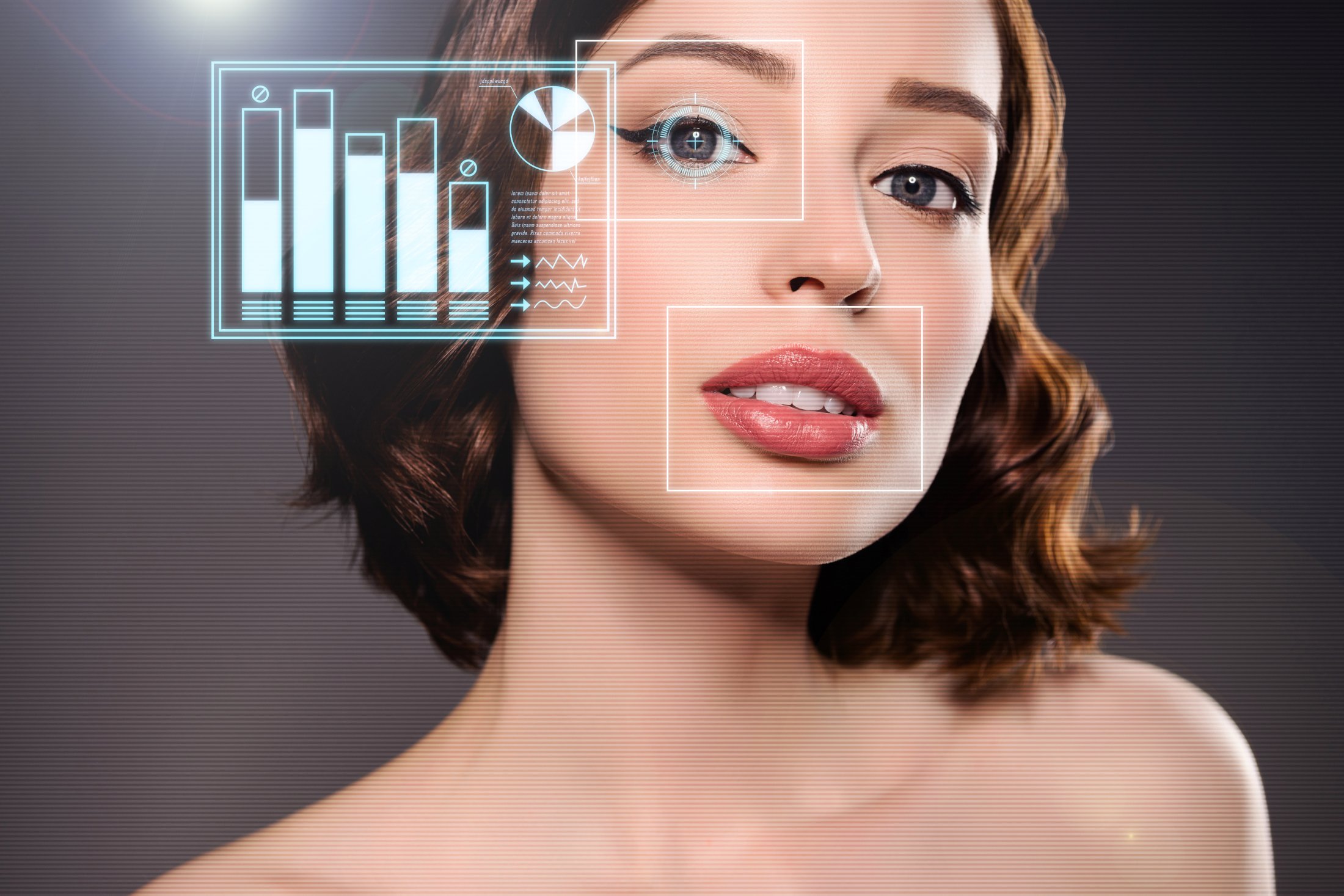 Woman Wearing Makeup Digital Scans On Face Adobe Stock 787539149