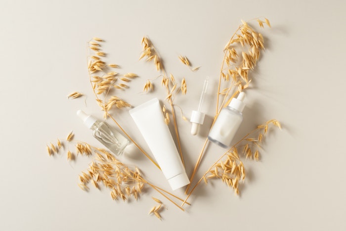 Oat Skin Care Products Plants Grains Splay Flat Adobe Stock 446946288