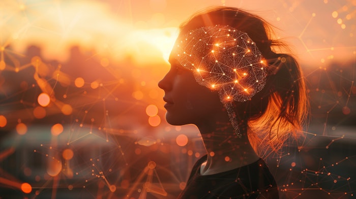 Woman Profile Sunset Molecular Connections Brain Graphic Overlay Adobe Stock 900677897