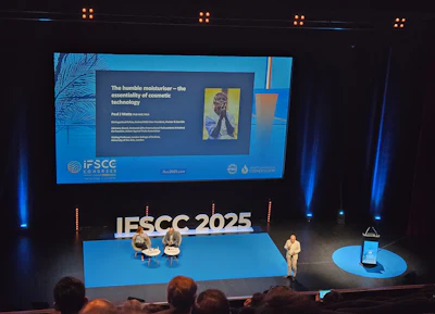 Keynote speaker Paul Matts, Ph.D., distinguished Fellow, retired R&D vice president of P&G, presented an 'Out of the Box' session on more than mere moisturization, but the essential need for cleansing and care ingredients.