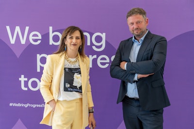 'From sun care leadership to award-winning senolytic-powered skin and scalp solutions, we’re creating a future where wellbeing and delight converge to deliver measurable impact for brands and consumers alike,' says Parand Salmassinia, President, Beauty & Care at dsm-firmenich (at left), pictured here with Hendrik Reuter, VP Global R&D & Innovation, dsm-firmenich Beauty & Care.