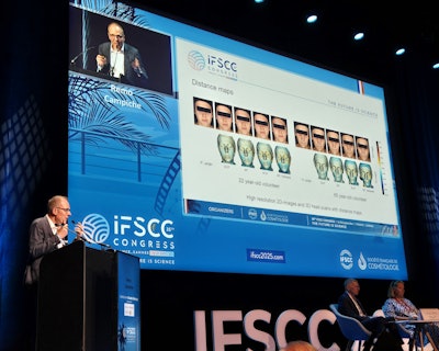 Remo Campiche, Ph.D., of DSM-Firmenich, noted the booth enables the measurement and visualization of facial skin displacements as a function of loose or sagging skin in 2D and 3D.