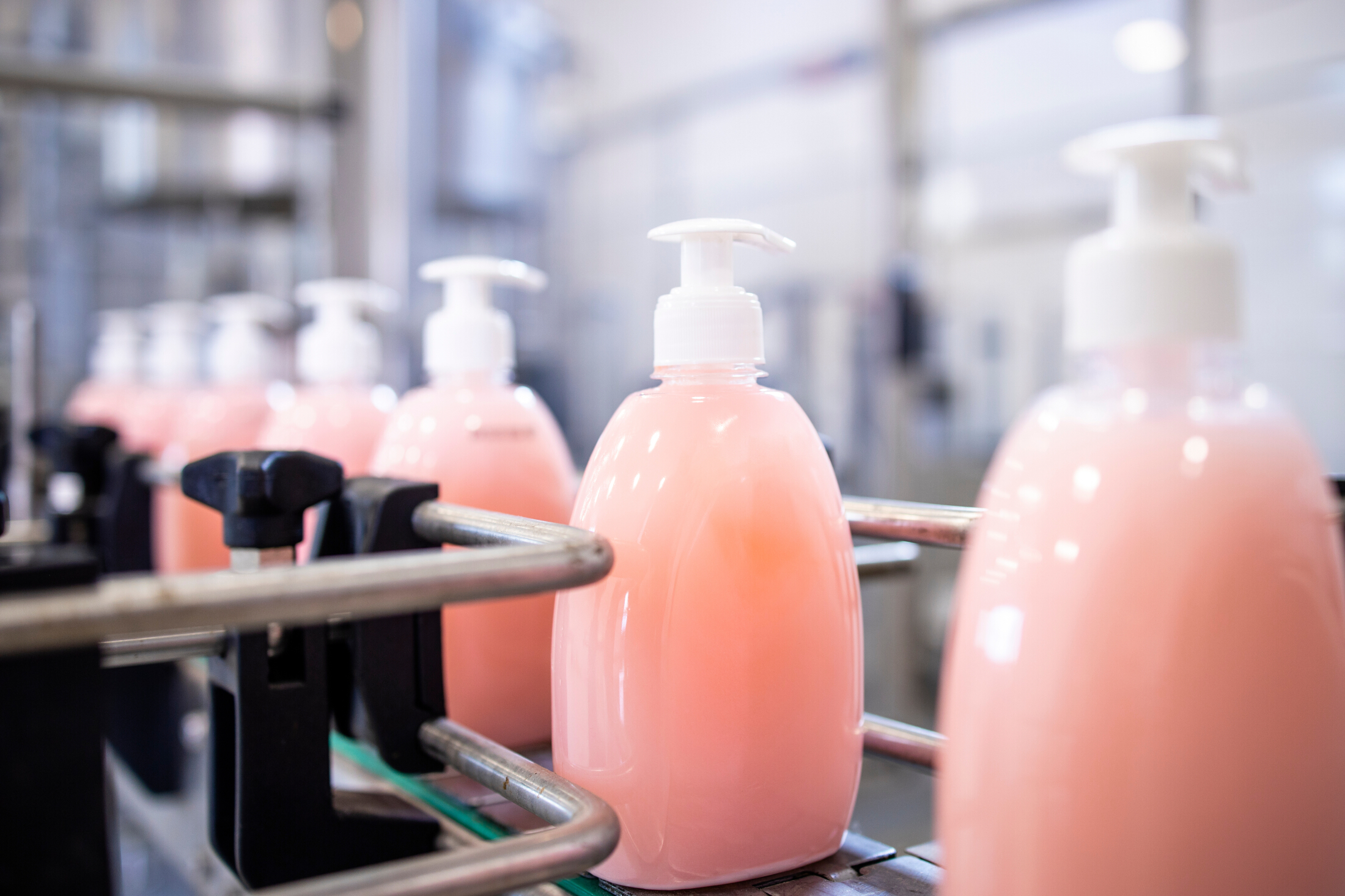 Liquid Soap On Factory Production Line Adobe Stock 513286470