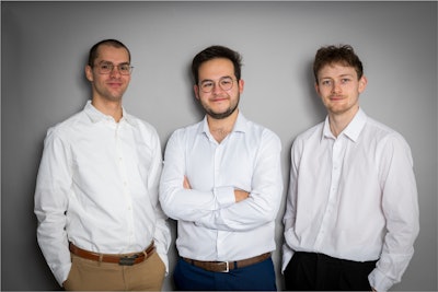 (from L): Maël Peron, chief operating officer, Arthur Dervillez, Ph.D., chief executive officer, and Tim Berthelet, chief sales officer, all of Loretta