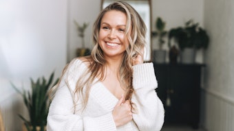 Woman Long Blonde Hair Sweater Off Shoulder Smiling Healthy Hair And Skin Adobe Stock 426799466