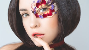 Woman Brunette Eye Floral Petals Unique Makeup Hair Tied With Ribbon In Front Adobe Stock 167268040