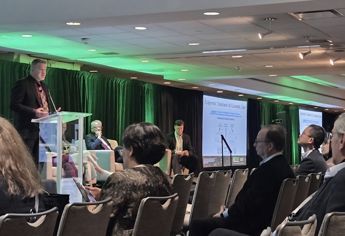 Epigenetics and biomimetics were two buzz words at this year's meeting. Here, Paul Lawrence, Ph.D., of Biocogent, presented on epigenetics and miRNA to bolster or intercept skin cell 'text messages.'