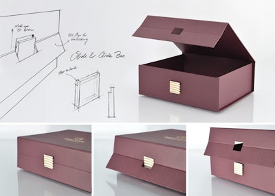 Entirely made from FSC-certified cardboard and paper, the Rissmann box introduces a new “slide-and-click” gesture that combines motion and sound for a distinctive tactile experience.