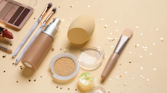 Beige Makeup Laid Out Star Glitter Adobe Stock 1803097589