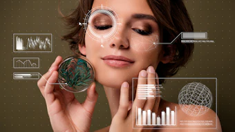 Woman Tech Overlay High Tech Beauty Concept Innovation Nature Adobe Stock 1015407366