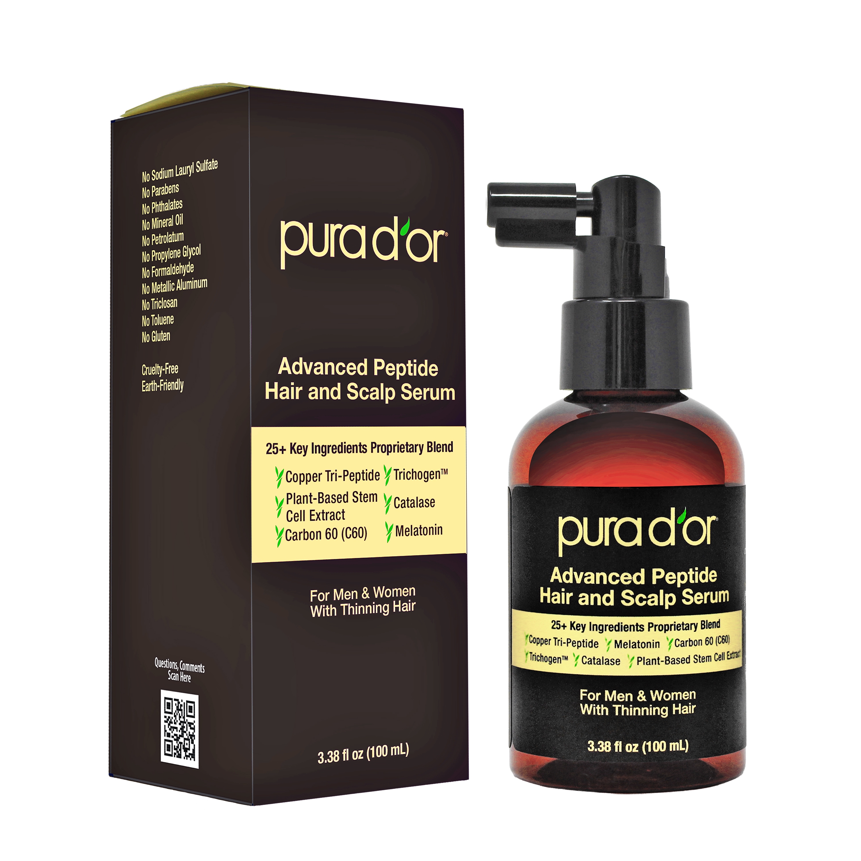 Pura D'or Advanced Peptide Hair & Scalp Serum With Packaging