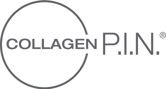Collagen P.I.N. logo with registered trademark symbol and circular geometric design